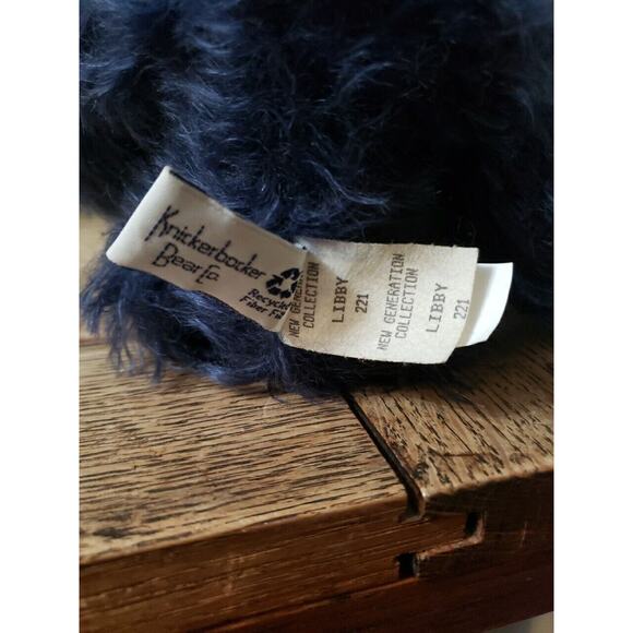 Knickerbocker New Generation Libby Bear Mohair Teddy Bow Navy Blue Posable - Picture 4 of 6